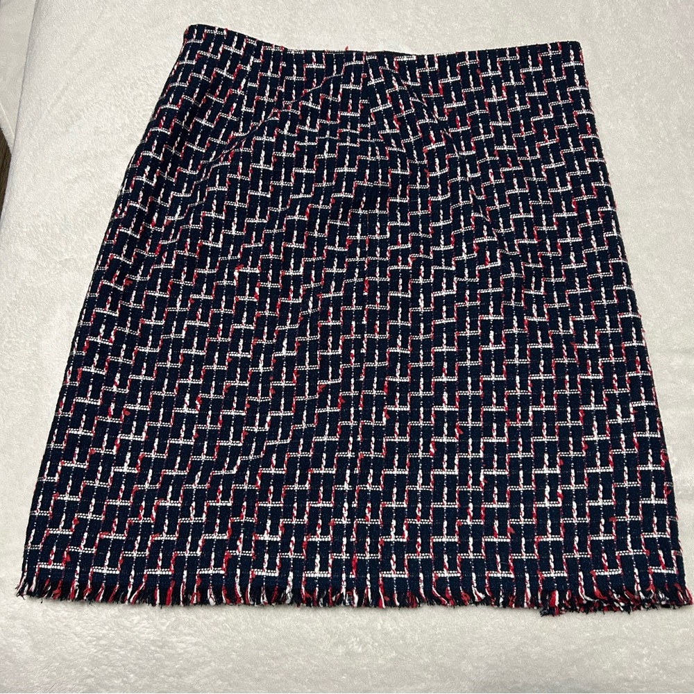 NWT Talbots size 16 tweed wrap style pencil skirt fringe hem business casual - Picture 9 of 10